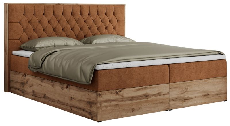 Łóżko kontynentalne MKS Meble AMORE 180x200 H4 pomarańczowy struktura 1szt.