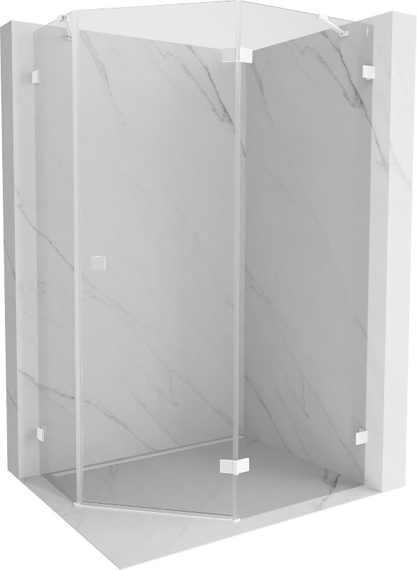 Kabina prysznicowa Mexen Lunar pięciokątna uchylna prawa 90 x 100 cm transparent biała 1 szt.