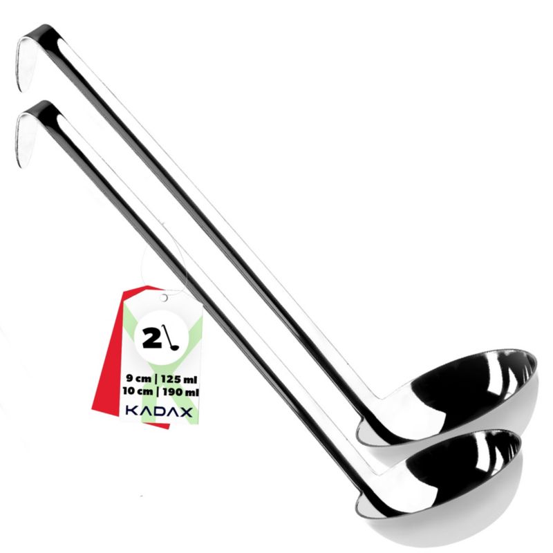 Chochla KADAX Łyżka Nabierka Do Zupy Zestaw Srebrny 9+10cm 2 szt.