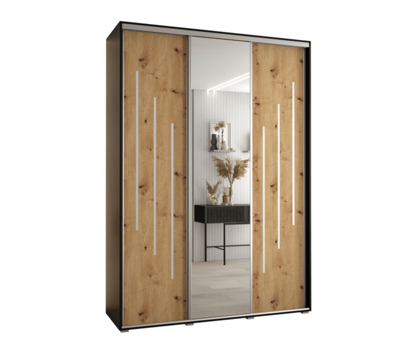 Szafa przesuwna Abiks DAVOS 9 wysoka szer.180cm gł.60cm czarny/artisan/srebrny 1szt.