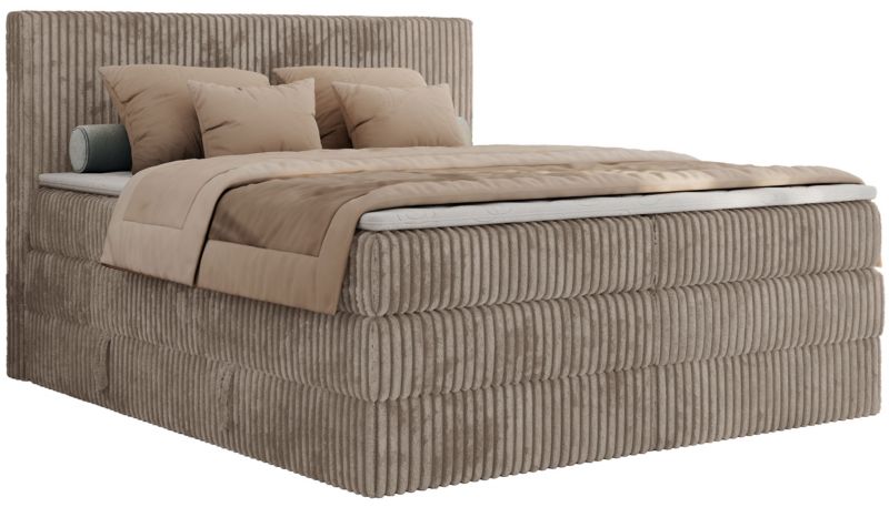 Łóżko kontynentalne MKS Meble TILIANO KING 160x200 H3 jasnobrązowy sztruks 1szt.