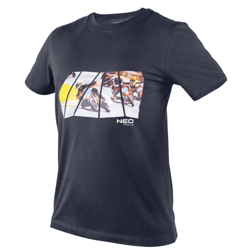 T-shirt NEO TOOLS z nadrukiem: motor, rozmiar XXL, 1 szt