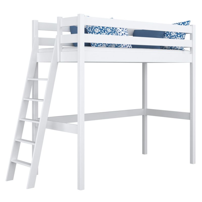 Drewniane łóżko na antresoli N-WOOD N02 80x200 biały 1 szt.