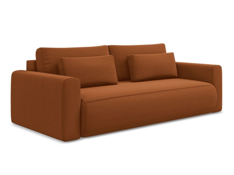 Kanapa 3-osobowa z funkcją spania Makamii Kapua z tkaniny welwetowej 238x105 cm terakota 1 szt.