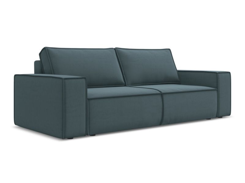 Kanapa 3-osobowa z funkcją spania Makamii Kimo z tkaniny welwetowej 255x105 cm morski 1 szt.