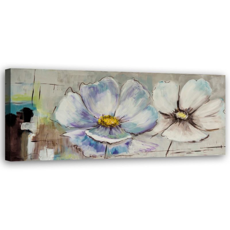 Obraz do salonu sypialni Feeby Malowane Kwiaty Shabby chic Beżowy 90x30cm 1szt