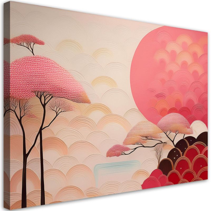 Obraz do sypialni salonu Feeby Japonia Różowy Krajobraz 120x80 cm 1szt