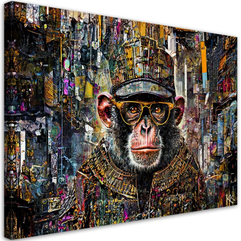 Obraz do salonu sypialni Feeby Kolorowa Małpa 100x70 cm 1szt