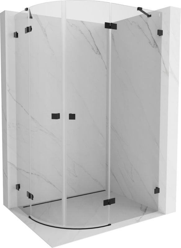 Kabina prysznicowa Mexen Lunar półokrągła uchylna prawa 100 x 90 cm transparent czarna 1 szt.