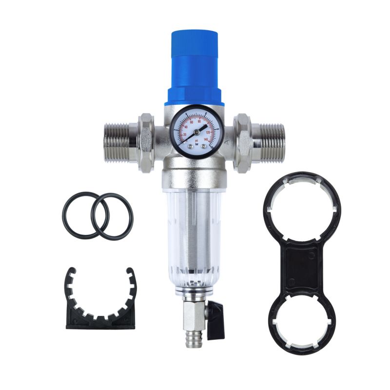 Filtr osadnikowy KLARWOD, z manometrem i regulatorem ciśnienia 3/4'', 1'' - 1kpl.
