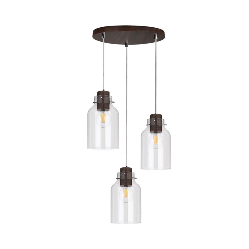 Drewniana Lampa Wisząca SPOT Light Alessandro 3xE27 Max.60W Drewno Bukowe Orzechowe FSC z Transparentnym Szkłem, 1 szt.