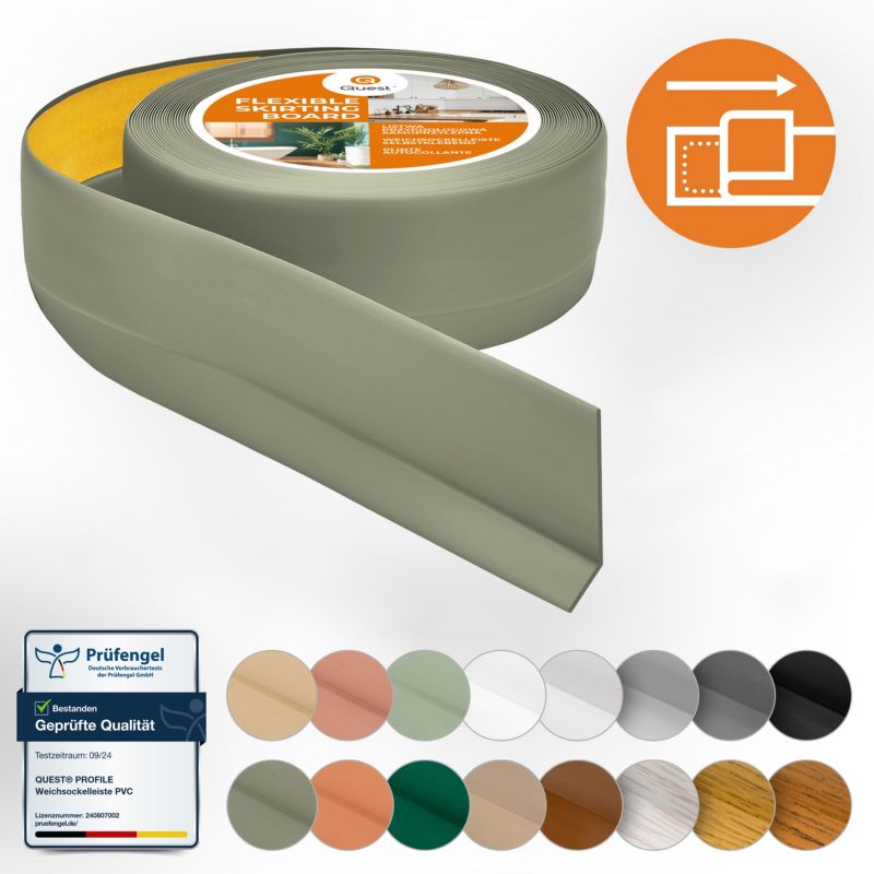 Listwa przypodłogowa PCV 50x20mm, QUEST, samoprzylepna elastyczna, miękka listwa podłogowa, cokołowa, oliwkowy, 20m