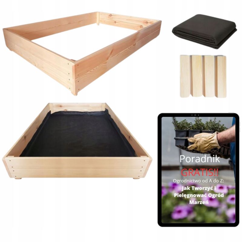 Skrzynie na Warzywniak Drewniany SunWood Inspekt Ogrodowy Zielnik 140x120 + PORADNIK 1 szt.