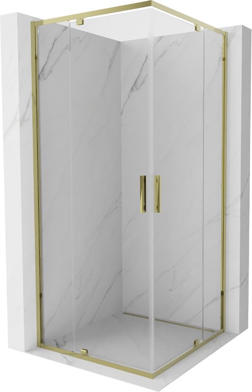 Kabina prysznicowa Mexen Exo kwadratowa uchylna 100 x 100 cm transparent złota 1 szt.