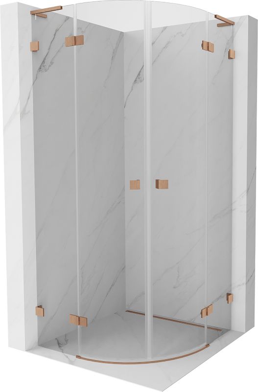 Kabina prysznicowa Mexen Lunar L półokrągła uchylna 100 x 100 cm transparent miedź szczotkowana 1 szt.