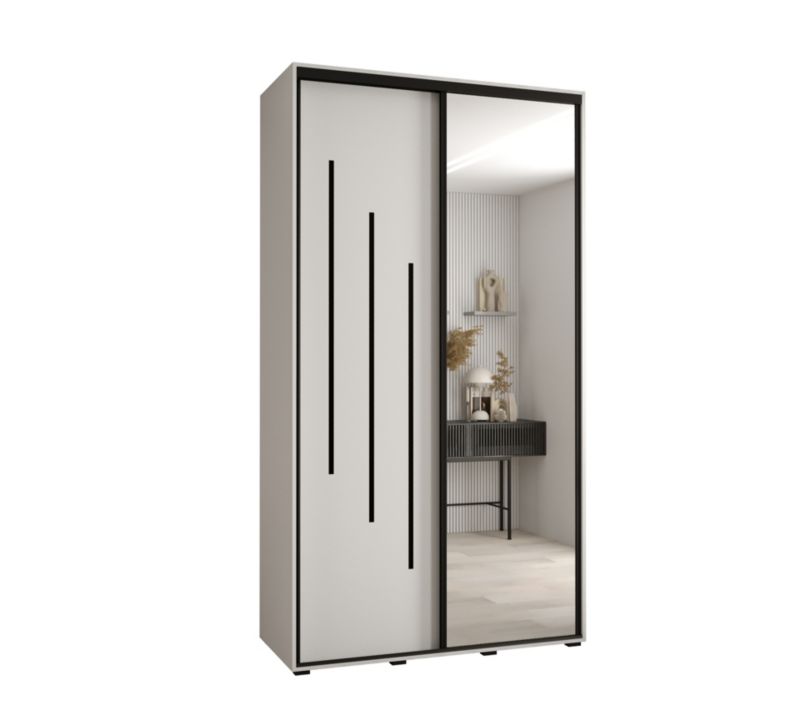 Szafa przesuwna Abiks DAVOS 9 wysoka szer.130cm gł.60cm biały/biały/czarny 1szt.