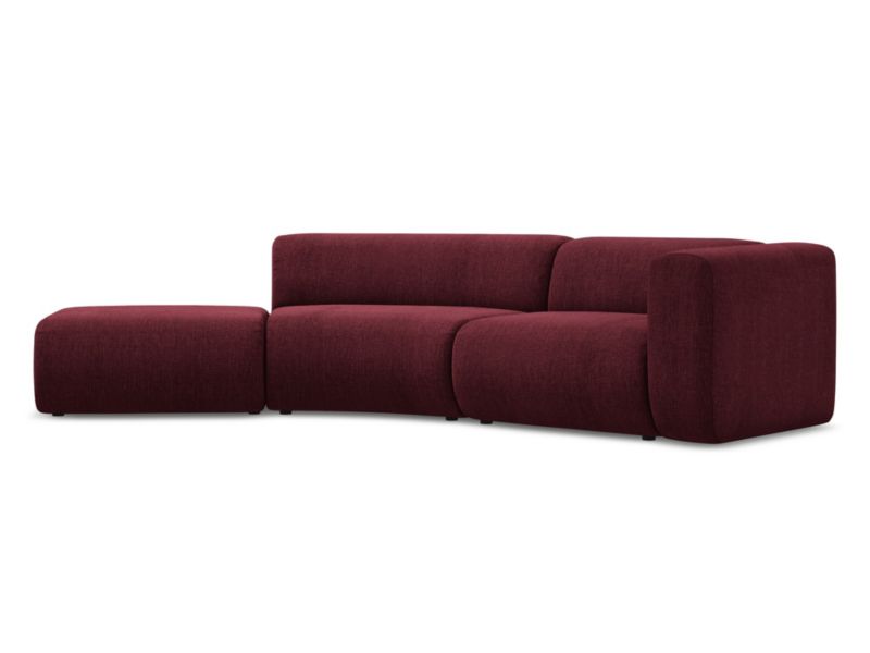 4-osobowa kanapa modułowa lewa Makamii Ekahi z tkaniny szenilowej 335x166 cm bordo 1 szt.