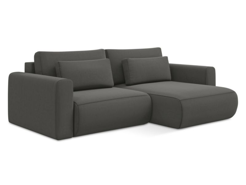 Narożnik prawostronny z funkcją spania Makamii Kapua z tkaniny welwetowej 240x149 cm stalowy 1 szt.
