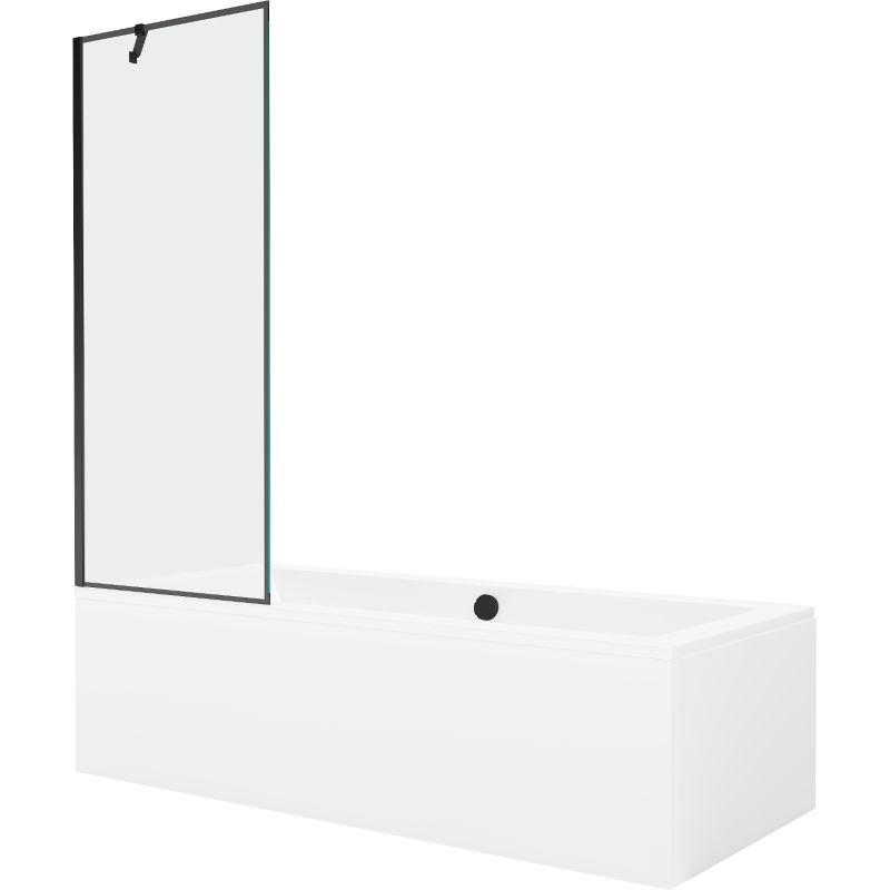 Wanna prostokątna Mexen Cube 180 x 80 cm z obudową i parawanem 1-skrzydłowym 70 cm czarny wzór 550518080X9507007070 1 szt.