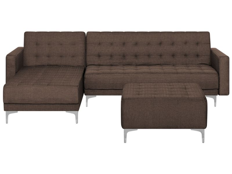 Sofa narożna z otomaną Aberdeen Ciemnobrązowy Prawostronny 1 kpl