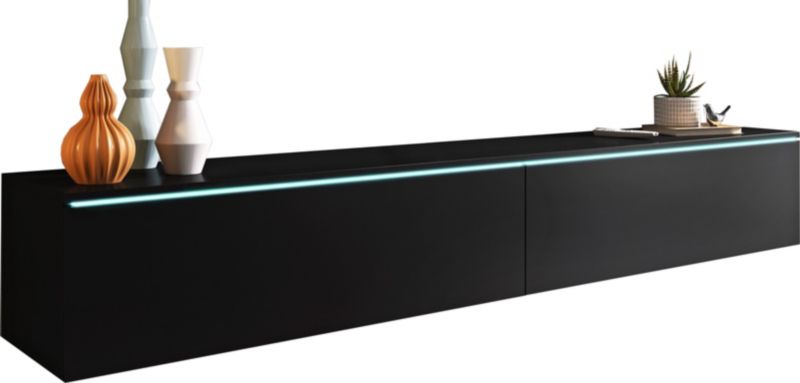 Szafka RTV MINIO go for it DONNA 180 cm czarna z oświetleniem LED,1 szt.
