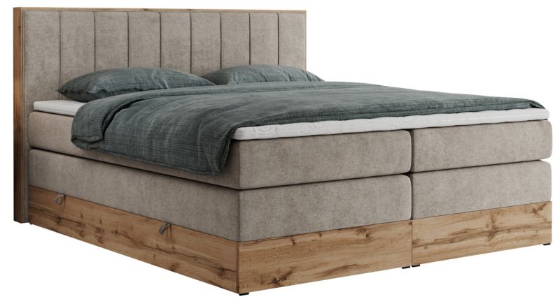 Łóżko kontynentalne MKS Meble BELLISSIMO KING 200x200 H3 beżowy struktura 1szt.