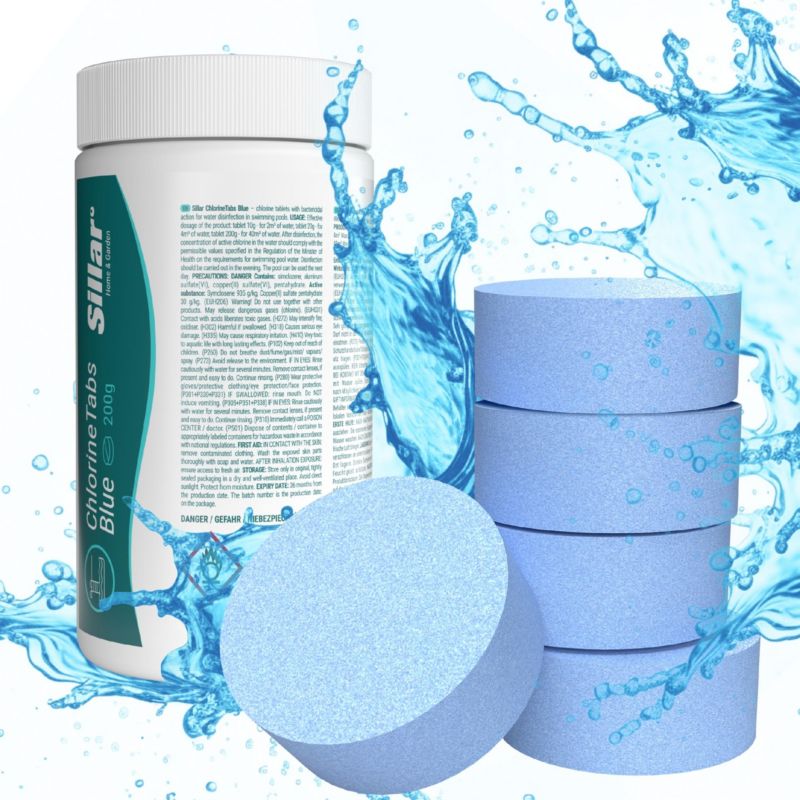 Chlor do basenu, Sillar, w tabletkach, 11w1, do dezynfekcji wody w basenach, jacuzzi, 1kg, 200g, 1szt