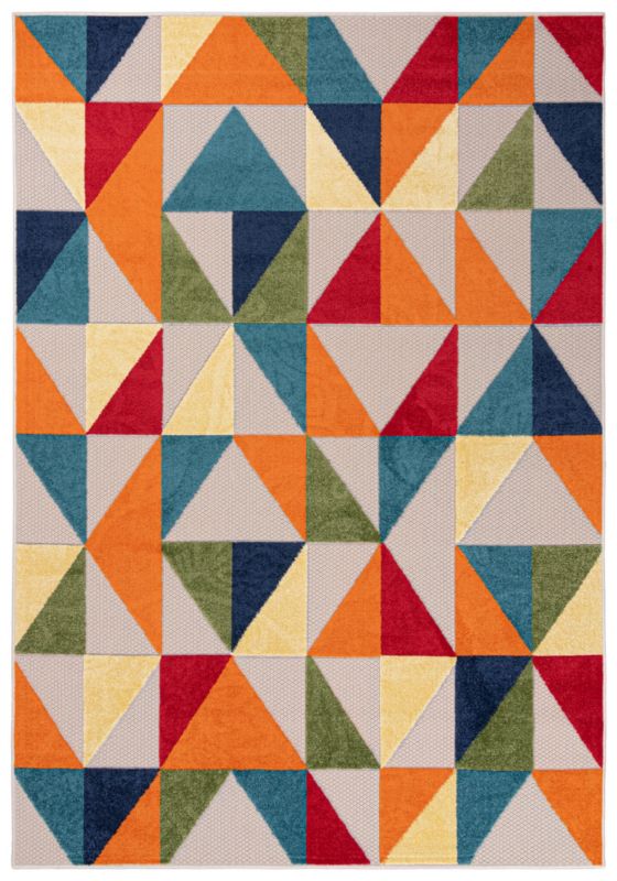 Dywan wewnętrzny/ zewnętrzny Aventura EC96A prostokąt 140 x 200 cm kolorowy nowoczesny wzór geometryczny krótki włos 1 szt.