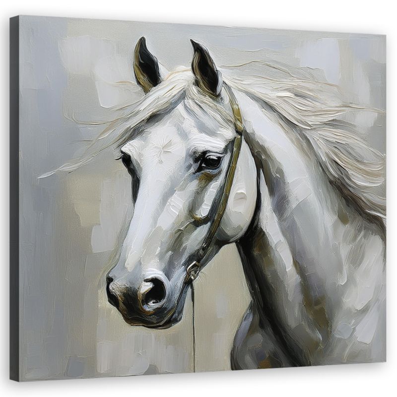 Obraz do salonu sypialni Feeby Biały Koń Zwierzęta 60x60 cm 1szt