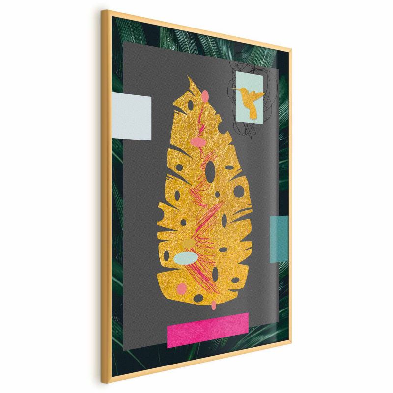 Plakat Artgeist Złoty liść 40x60 cm z ramą złotą 1 szt