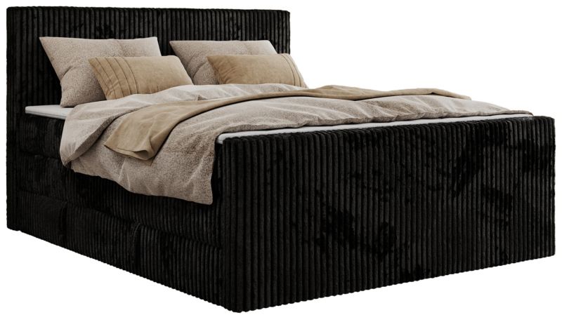 Łóżko kontynentalne MKS Meble TILIANO KING DUO 160x200 H4 czarny sztruks 1szt.