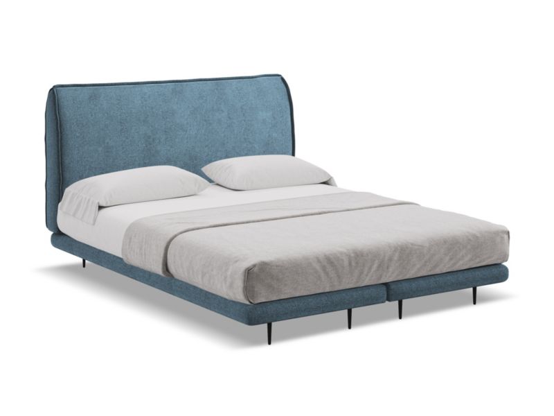 Łóżko Makamii Halia z tkaniny szenilowej 140x200 jeans 1 szt.