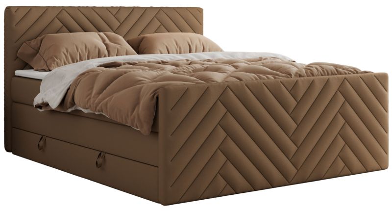Łóżko kontynentalne MKS Meble PARIS KING DUO 180x200 H3 Brązowy ecoskóra 1szt.