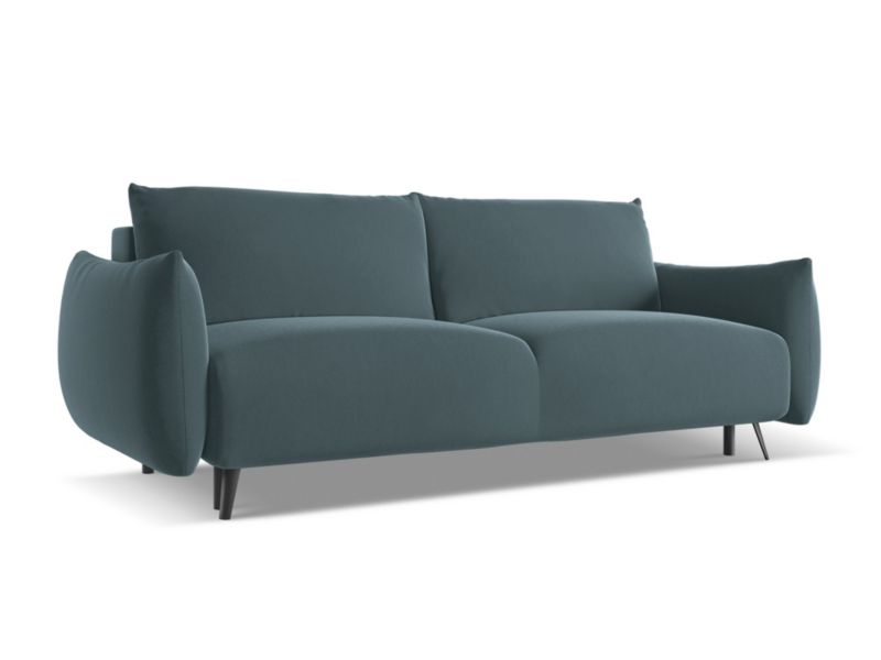 Kanapa 3-osobowa z funkcją spania Makamii Malie z tkaniny welwetowej 230x105 cm morski 1 szt.