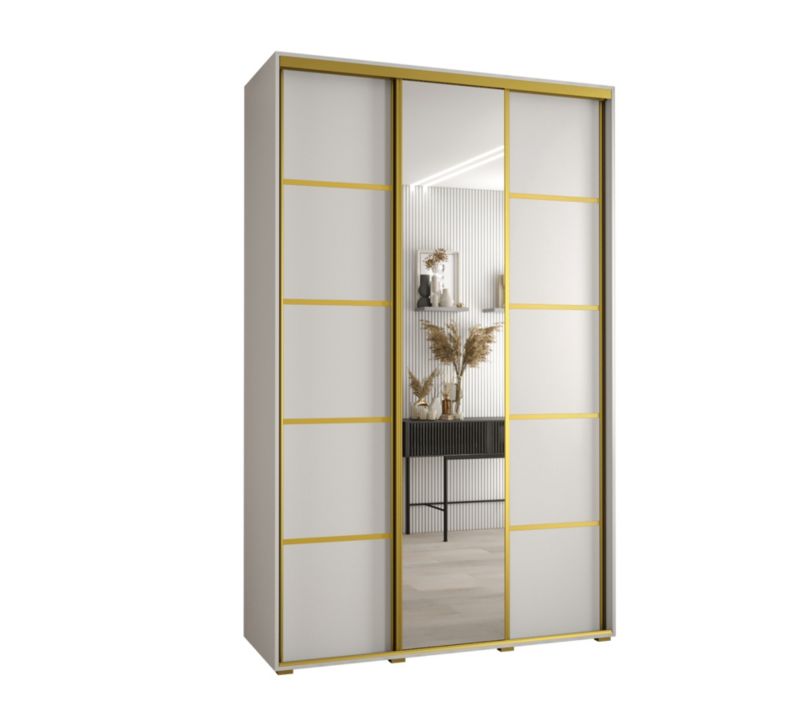Szafa przesuwna Abiks DAVOS 5 wysoka szer.160cm gł.45cm biały/biały/złoty 1szt.