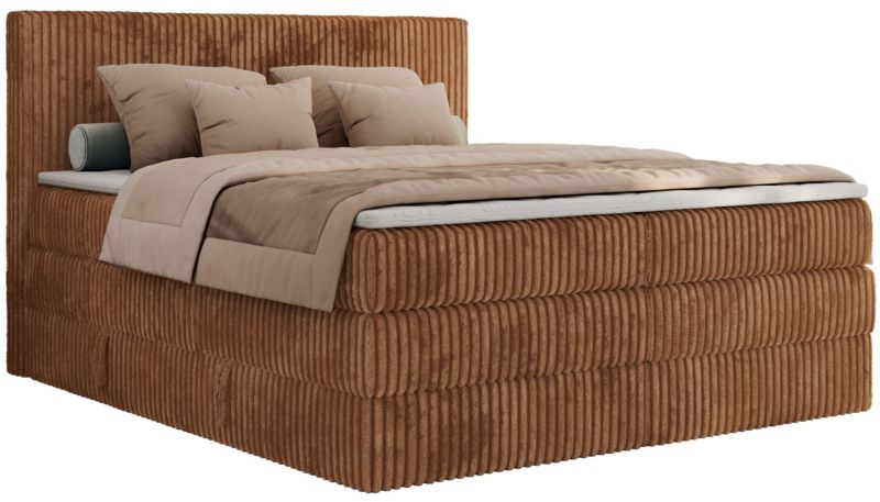 Łóżko kontynentalne MKS Meble TILIANO KING 180x200 H4 pomarańczowy sztruks 1szt.