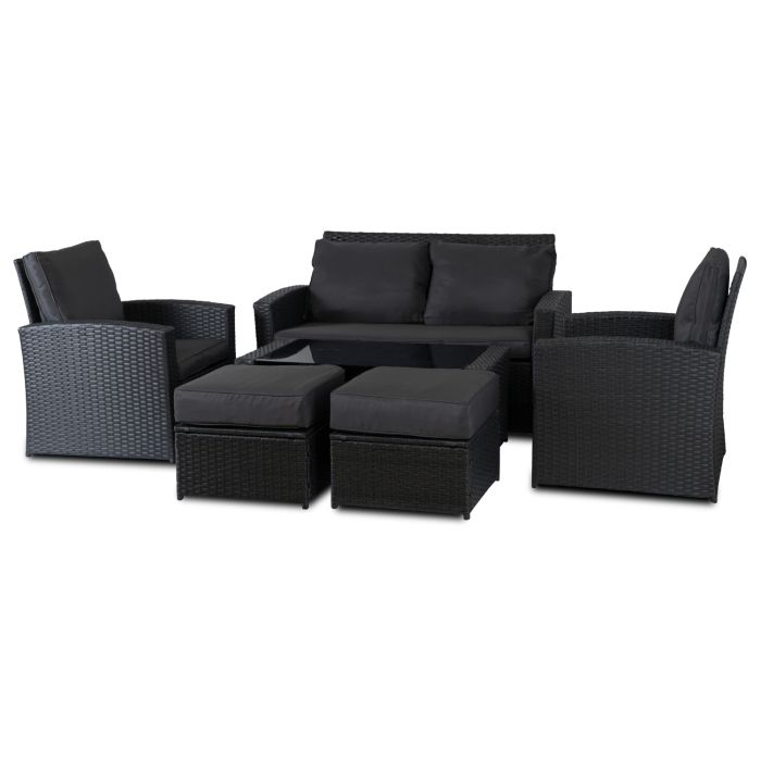 Zestaw Mebli Ogrodowych Floryda Mebel Elite Technorattan z Poduszkami Czarny 1 kpl