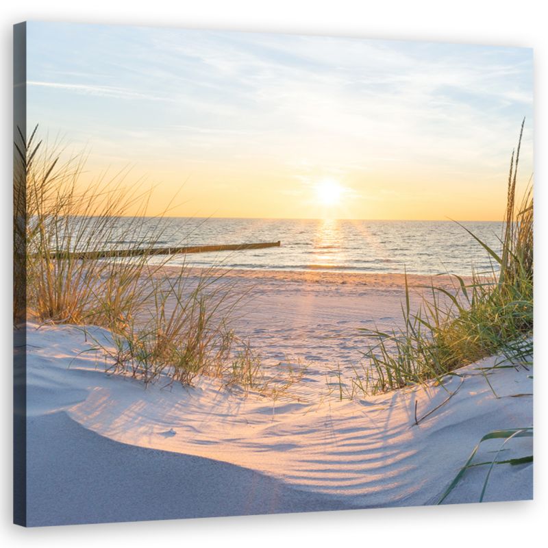 Obraz do salonu sypialni Feeby Zachód Słońca na plaży Beżowy 40x40cm 1szt