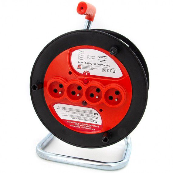 Bęben, nawijak na przedłużacz KOOP Elektro TNPL-280, 4x230V, IP20, z uchwytem prowadzącym kabel, max. 40m 3x2.5mm2, 1 szt.