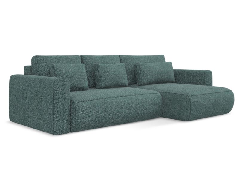 Narożnik prawostronny z funkcją spania Makamii Kapua z tkaniny strukturalnej 278x149 cm jeans 1 szt.