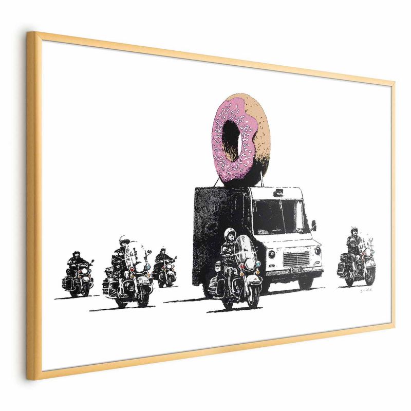 Plakat Artgeist Pączkowa policja 90x60 cm z ramą złotą 1 szt