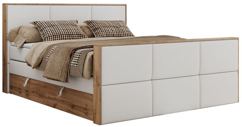 Łóżko kontynentalne MKS Meble ALBERO 2 KING DUO 200x200 H3 Biały ecoskóra 1szt.