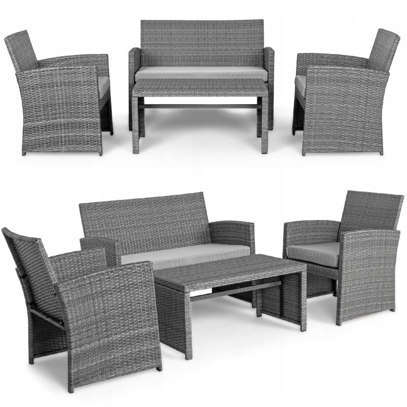 Zestaw mebli ogrodowych Sapphire Toma technorattan sofa fotele stolik szary kpl