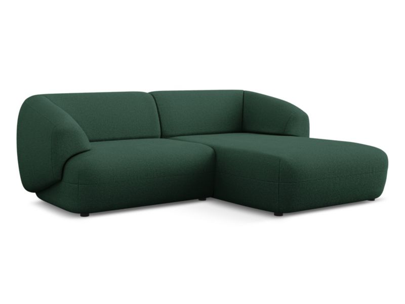 Narożnik prawostronny Makamii Moana z tkaniny bouclé 230x98 cm butelkowa zieleń 1 szt.