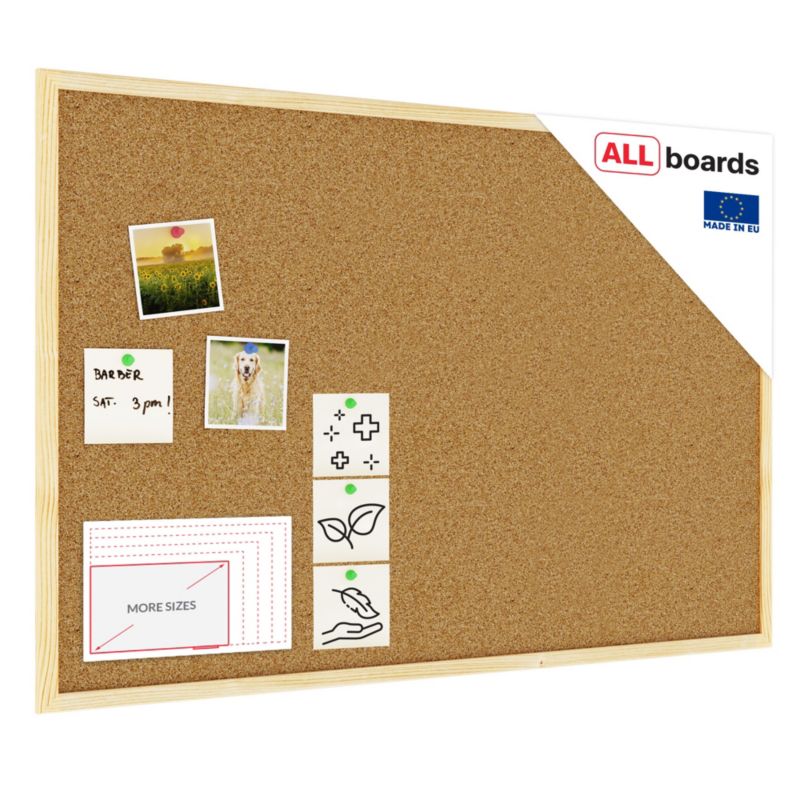 Tablica korkowa 90x60 cm ALLboards rama drewniana naturalna 1 szt.