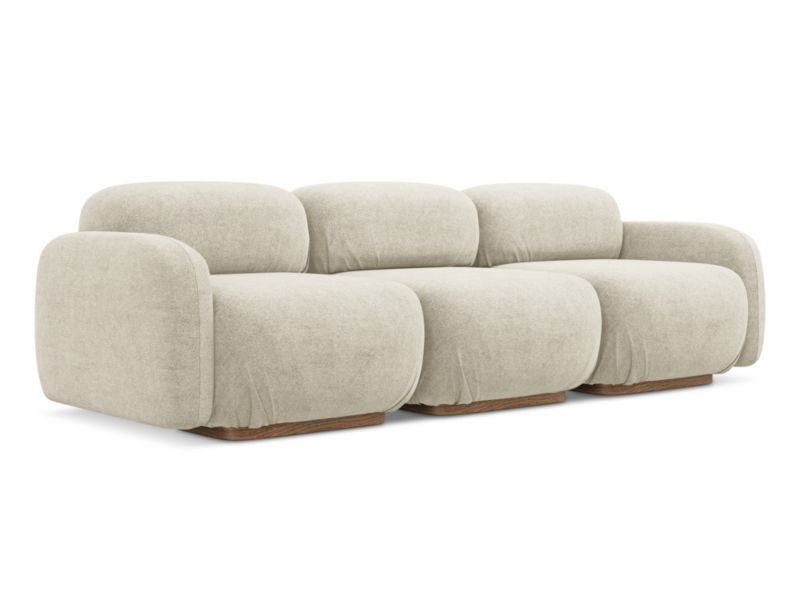 4-osobowa kanapa modułowa Makamii Ailani z tkaniny bouclé 270x95 cm jasny beż 1 szt.