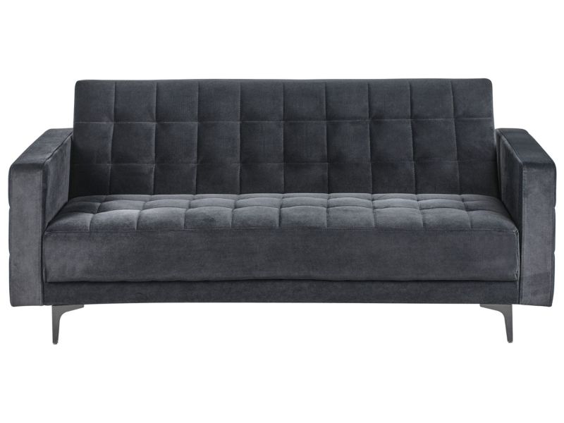Sofa trzyosobowa welurowa czarna Aberdeen 1 szt.