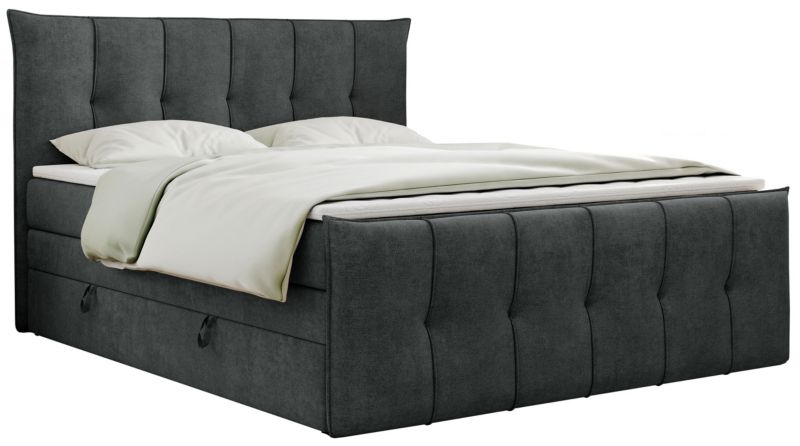 Łóżko kontynentalne MKS Meble PREMIUM 11 KING 200x200 H3 Ciemnoszary struktura 1szt.