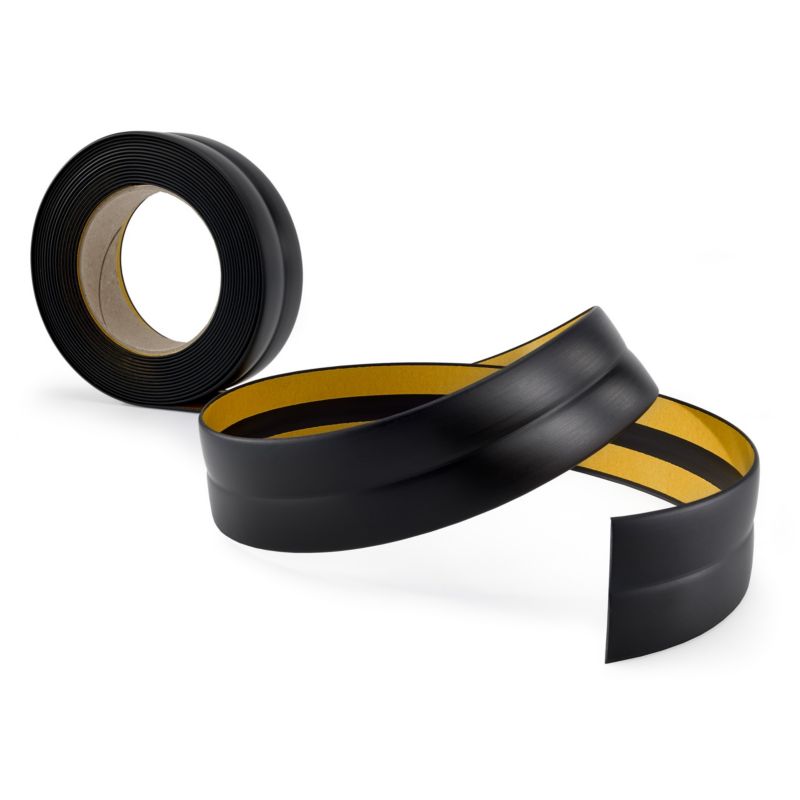 Listwa wykończeniowa PCV 25x15mm, QUEST, samoprzylepna, elastyczna, miękka taśma dekoracyjna, czarny, 15m