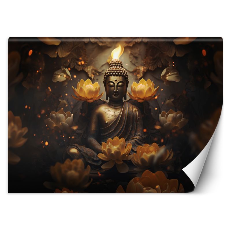 Fototapeta Feeby Złoty Budda i kwiaty lotosu 100x70 1 szt